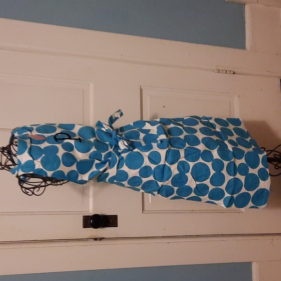 Embroidered Turquoise Blue Cotton Polk-A-Dot Chef Kitchen Apron Baker Chef Cook - Picture 3 of 6